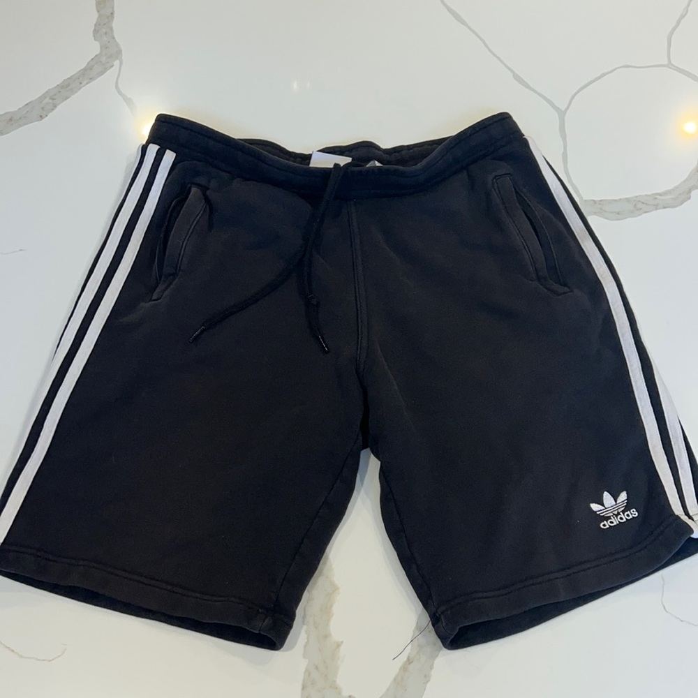 Adidas Black and White Shorts with Zip Pockets